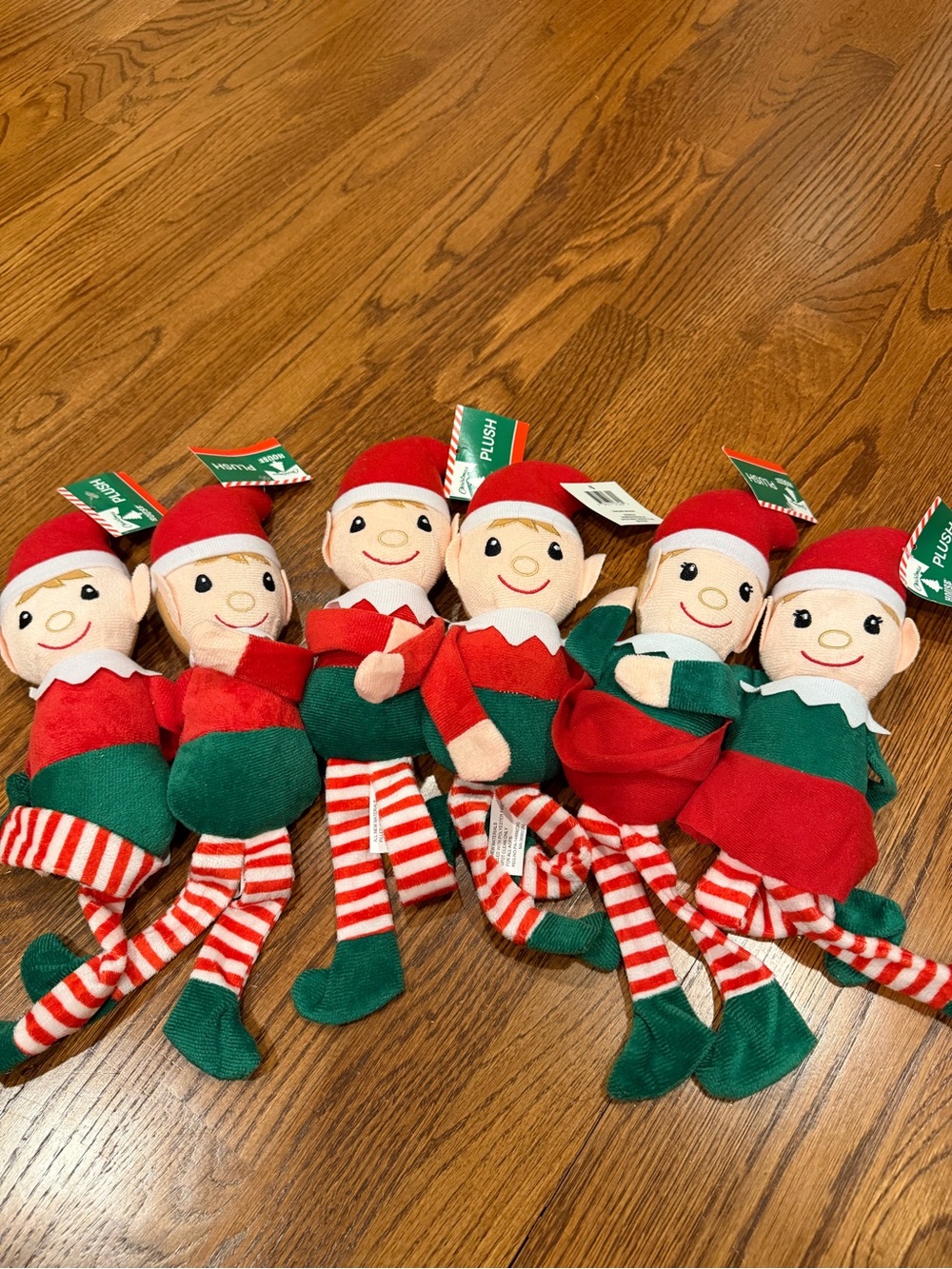 Set of Plush Elf Dolls in Red & Green
